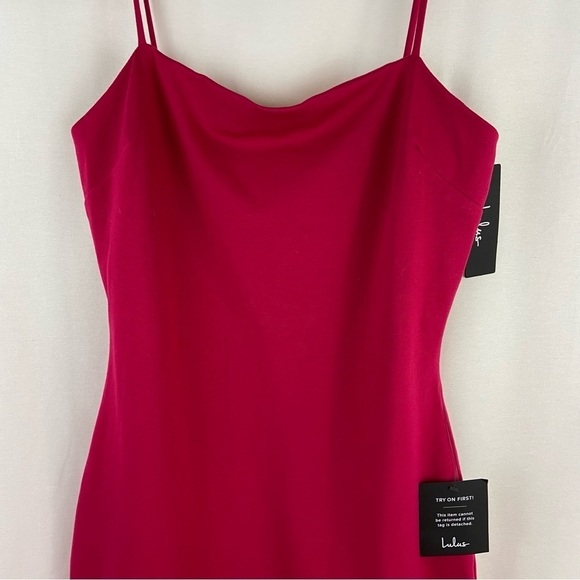 Lulu’s Hot Pink Spaghetti Strap Mini Slip Dress Barbie Glam Party Clubbing NEW - Picture 4 of 8
